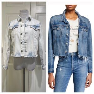 GRLFRND CARA RAW HEM DENIM JACKET - sad eyes